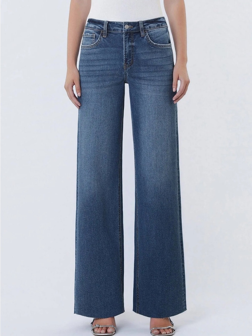 Lovervet by Vervet Sz 29 Ingenously High Rise Wide Leg Raw Hem Jeans